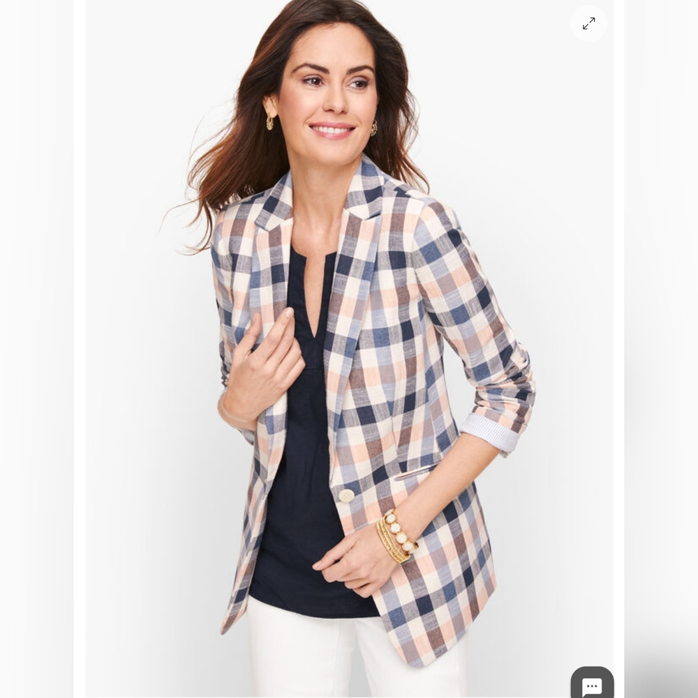 Talbots Cotton Blend Plaid Blazer 6P
